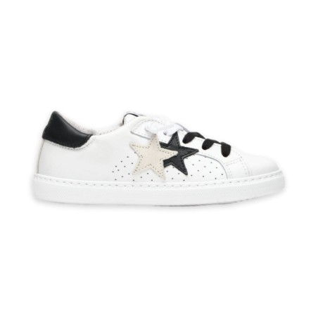 Sneakers pelle 2Star - Bianco-Nero