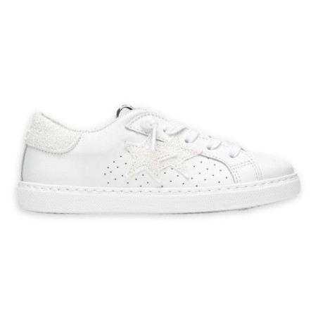 Sneakers pelle 2Star - Bianco-Glitter