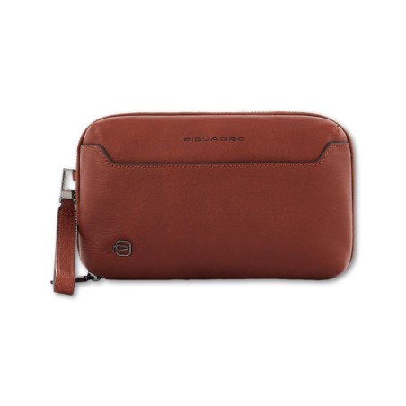 Schwarze quadratische Clutch von Piquadro - Leder