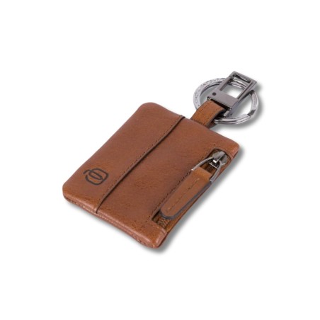 Piquadro Black Square Keychain - Leather