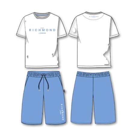 Conjunto de camiseta y bermudas de John Richmond - En blanco y negro