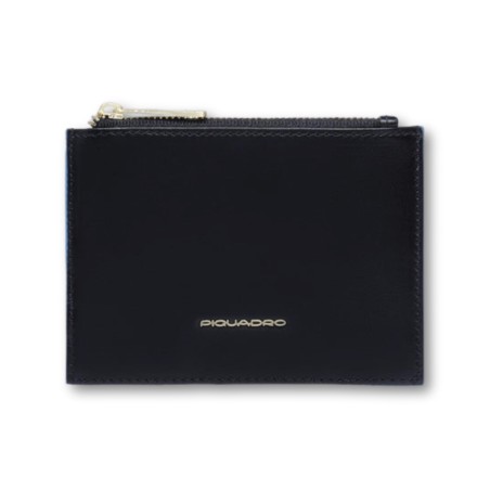 Piquadro Blaues quadratisches Kartenetui - Schwarz