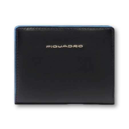 Piquadro Blaue quadratische Brieftasche - Schwarz