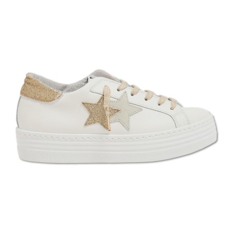 Sneakers pelle 2Star - Weiß-Gold