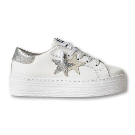 Sneakers pelle 2Star - Weiß-Silber
