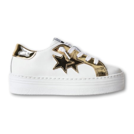 Sneakers pelle 2Star - Weiß-Gold