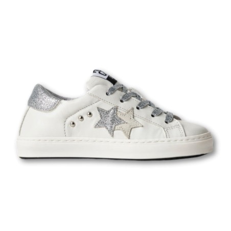 Sneakers pelle 2Star - Weiß-Silber