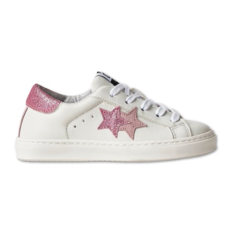 Sneakers pelle 2Star - Weiß-Rosa