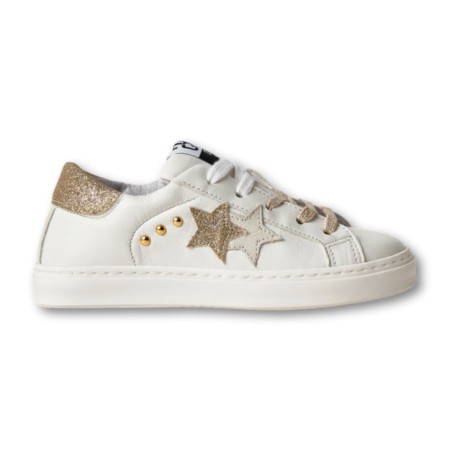 Sneakers pelle 2Star - Weiß-Gold