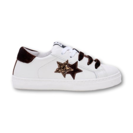 Sneakers pelle 2Star - Bianco-Marrone