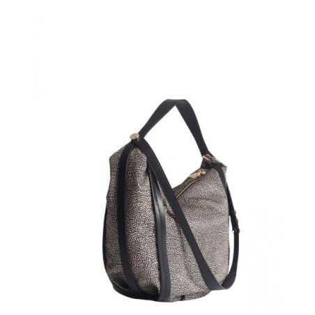 Borbonese women's bag - Hobo - Naturale-Nero