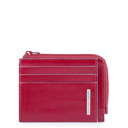 Piquadro card holder - men - Blue Square line - Red