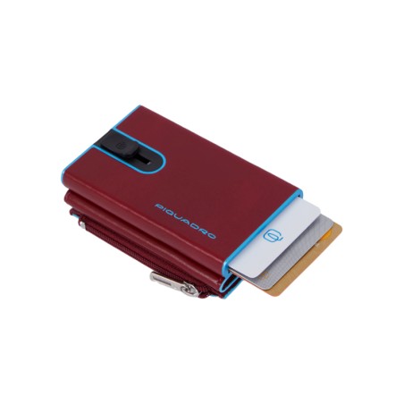 Porte-cartes Piquadro Carré Bleu - Rouge