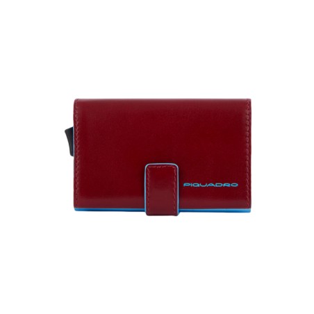Porte-cartes Piquadro Carré Bleu - Rouge