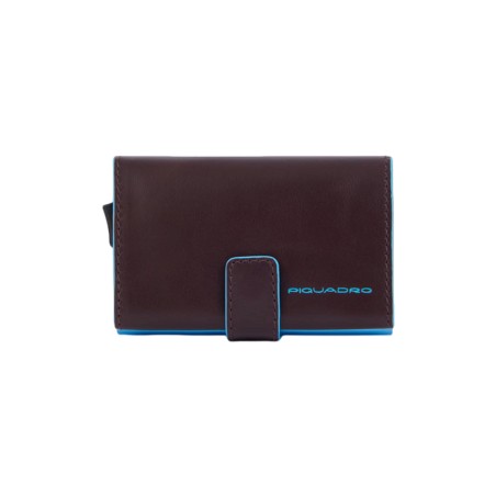 Quadratisches Kartenetui von Piquadro, Blau - Lila-Blau